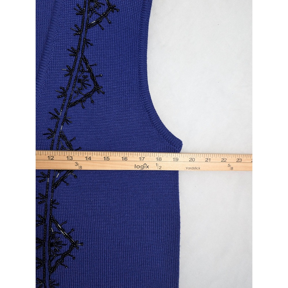 Koret Sweater Vest M Purple Wool Blend Beaded Button Front Vintage Layering - Picture 6 of 7